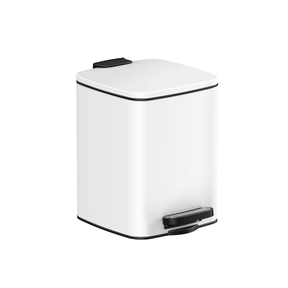 Cubo basura compacto con pedal blanco 6 litros