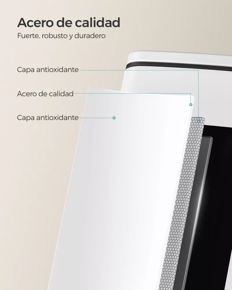 Cubo basura compacto blanco con pedal 8 litros - Imagen 4