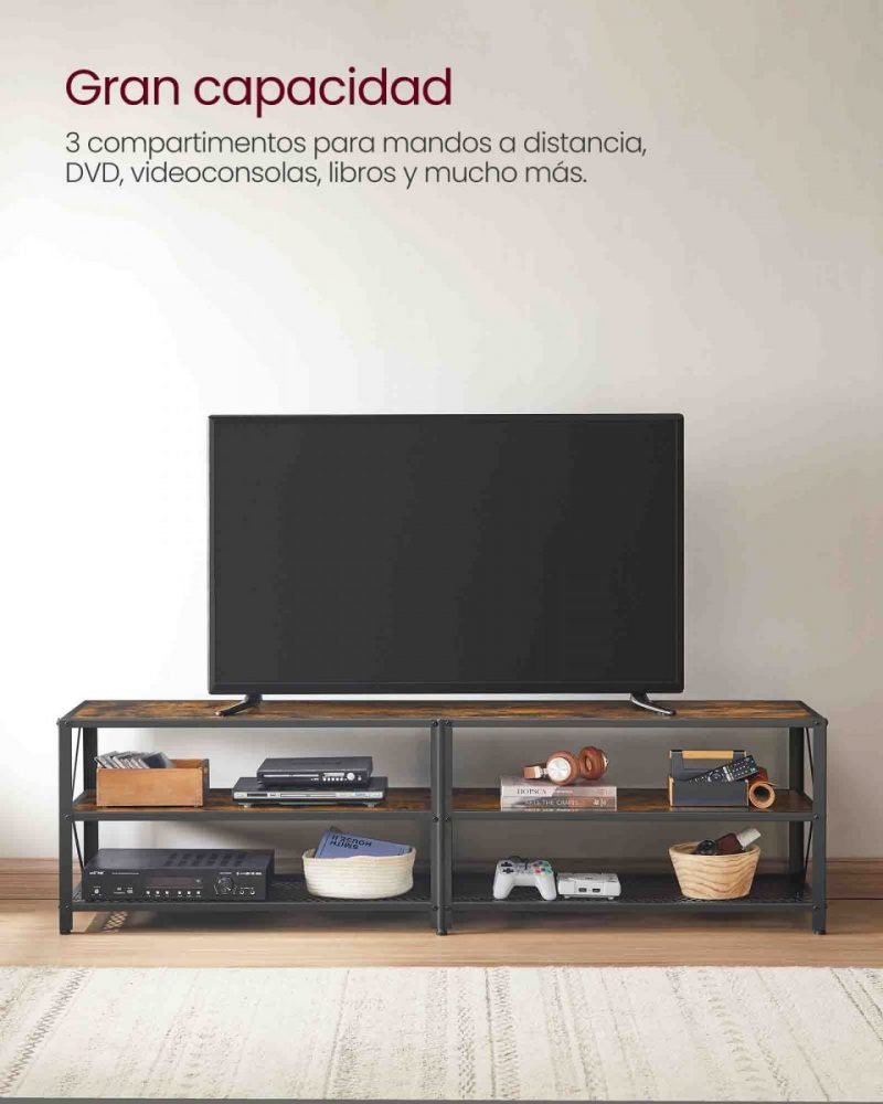 Mueble de tv hasta 70 pulgadas con estantes y marco de acero - Imagen 3
