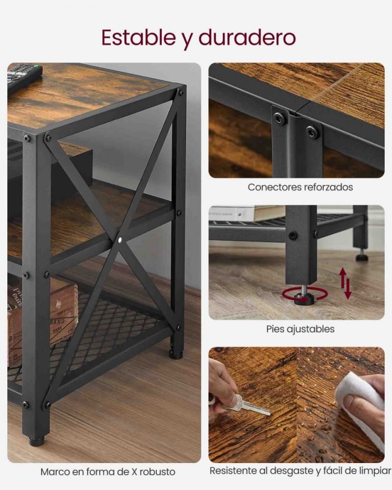 Mueble de tv hasta 70 pulgadas con estantes y marco de acero - Imagen 5