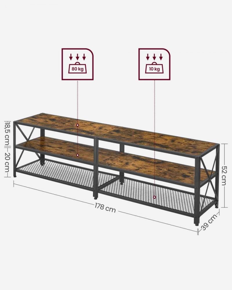 Mueble de tv hasta 70 pulgadas con estantes y marco de acero - Imagen 6