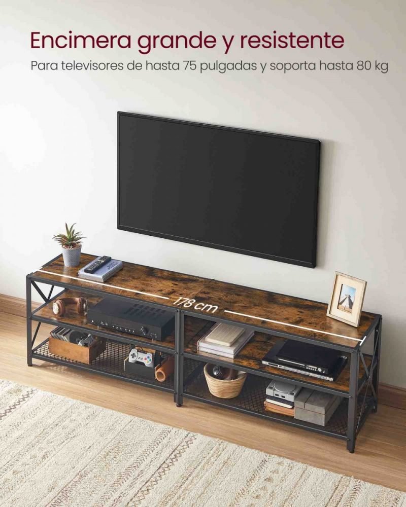 Mueble de tv hasta 70 pulgadas con estantes y marco de acero - Imagen 4