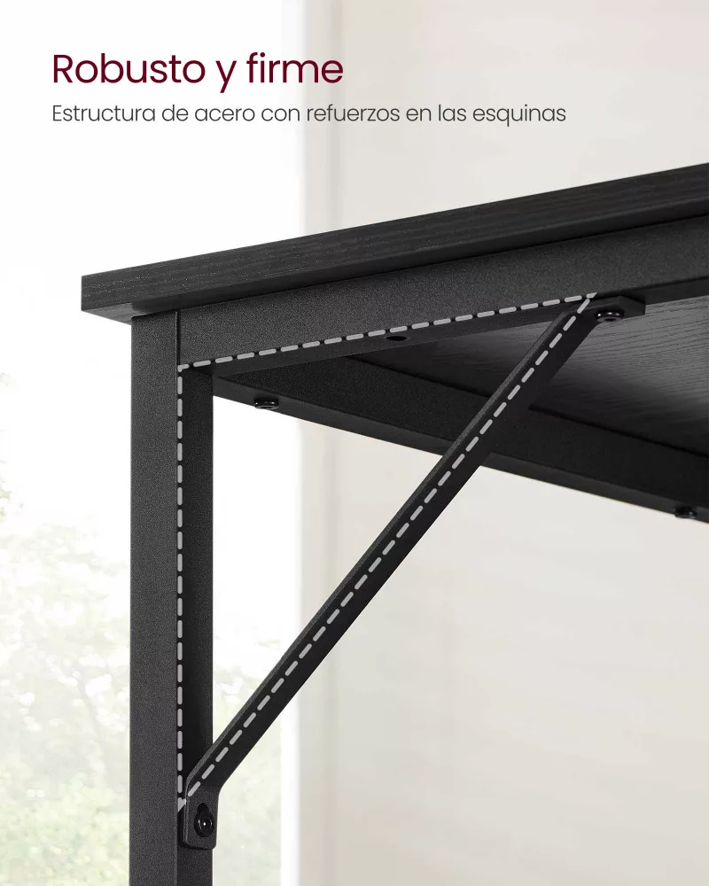 Escritorio 50 x 80 x 76 cm industrial negro ébano y negro tinta - Imagen 6