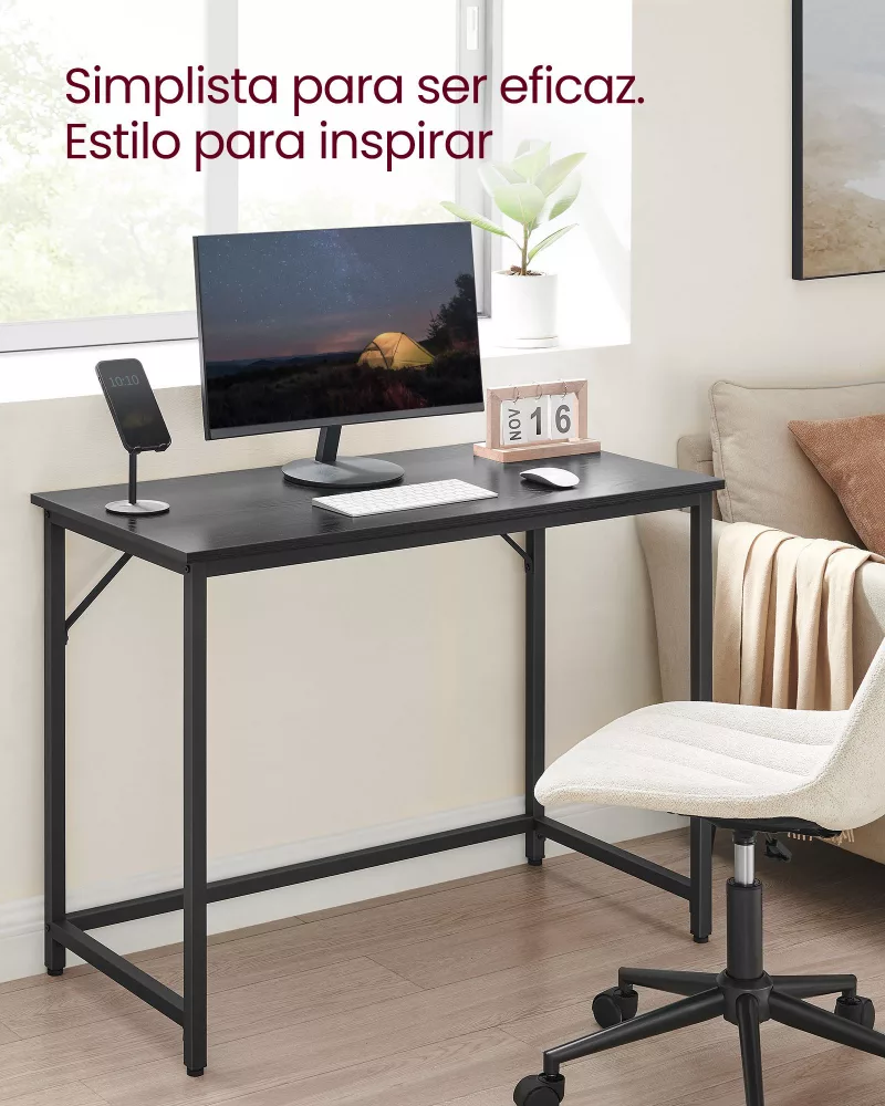 Escritorio 50 x 100 x 76 cm negro ébano e negro tinta - Imagen 2