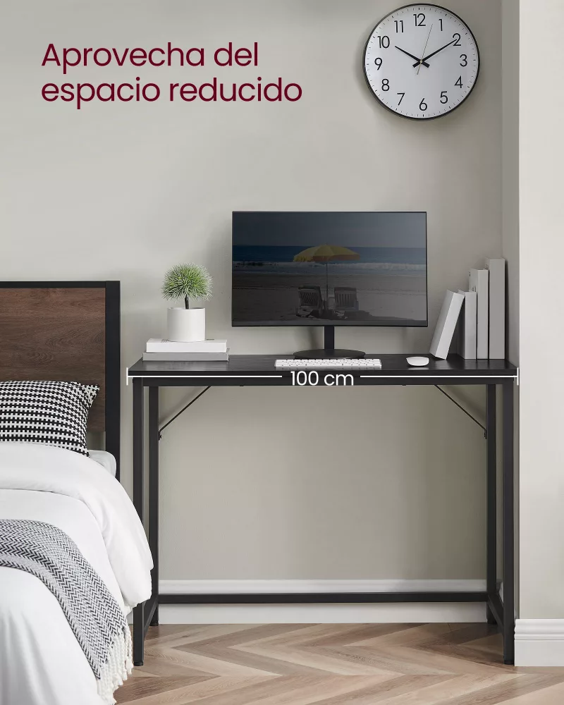 Escritorio 50 x 100 x 76 cm negro ébano e negro tinta - Imagen 4