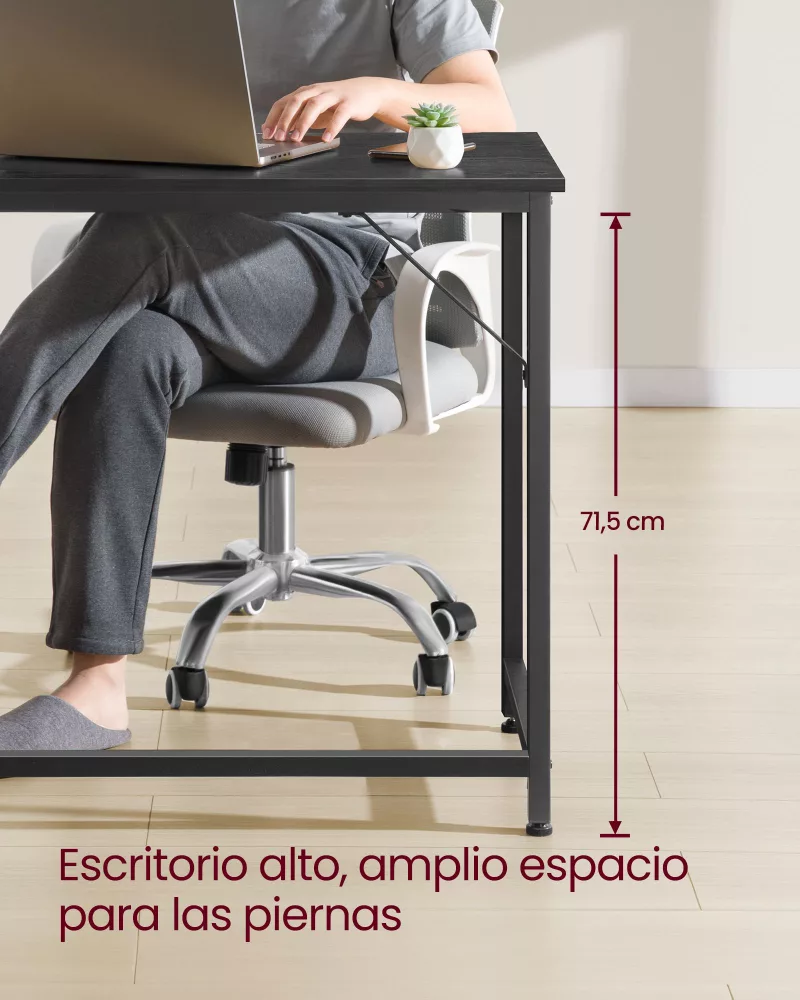 Escritorio 60 x 140 x 76 cm Metal Negro Ébano y Blanco Perla - Imagen 3