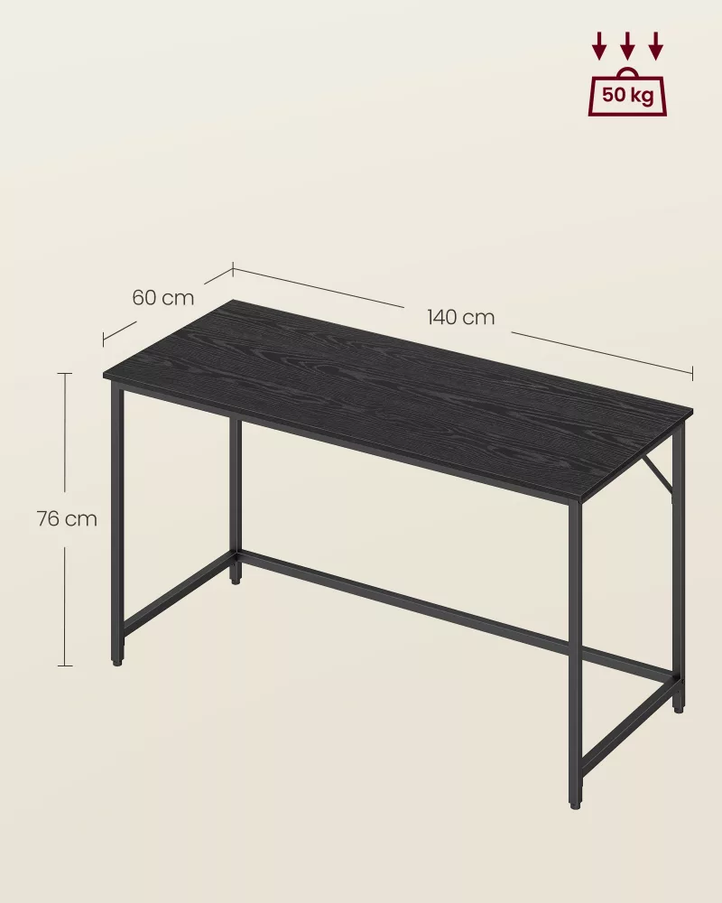 Escritorio 60 x 140 x 76 cm Metal Negro Ébano y Blanco Perla - Imagen 5