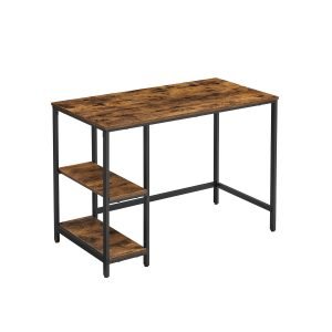 Escritorio con 2 estante industrial marrón rústico e negro