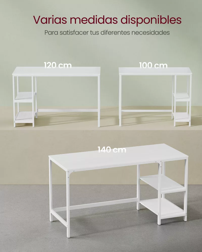 Escritorio con 2 Estantes Industrial Blanco Arce - Imagen 3
