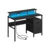 Escritorio para Juegos con Luces LED Negro Ébano