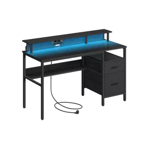 Escritorio para Juegos con Luces LED Negro Ébano