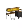 Escritorio para Juegos con Luces LED Marrón Rústico