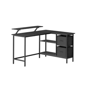 Escritorio en Forma de L con 2 Amplios Cajones Negro Ébano