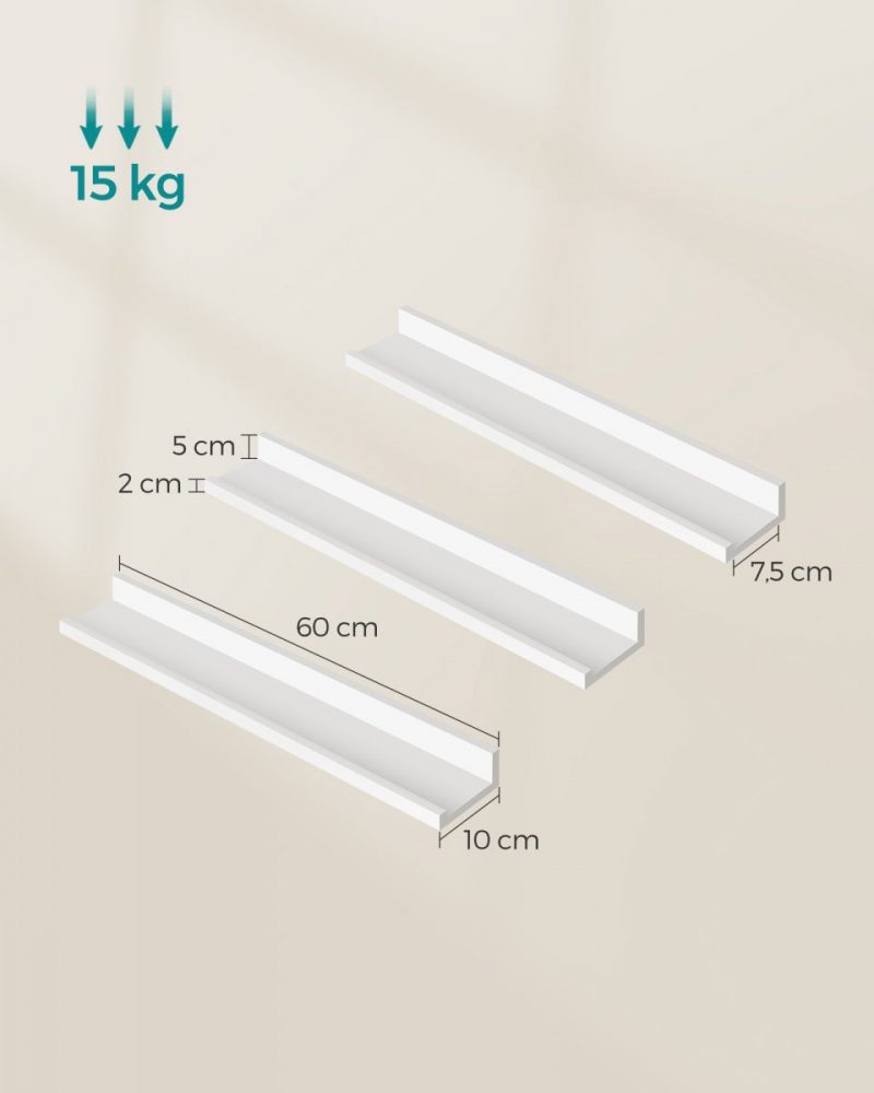 Estantes de pared, juego de 3, 60 cm de ancho - Imagen 6