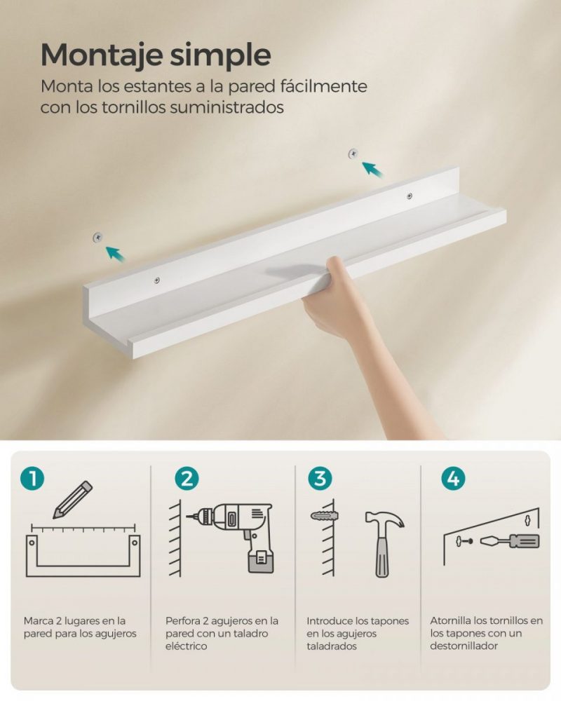 Estantes de pared, juego de 3, 60 cm de ancho - Imagen 3