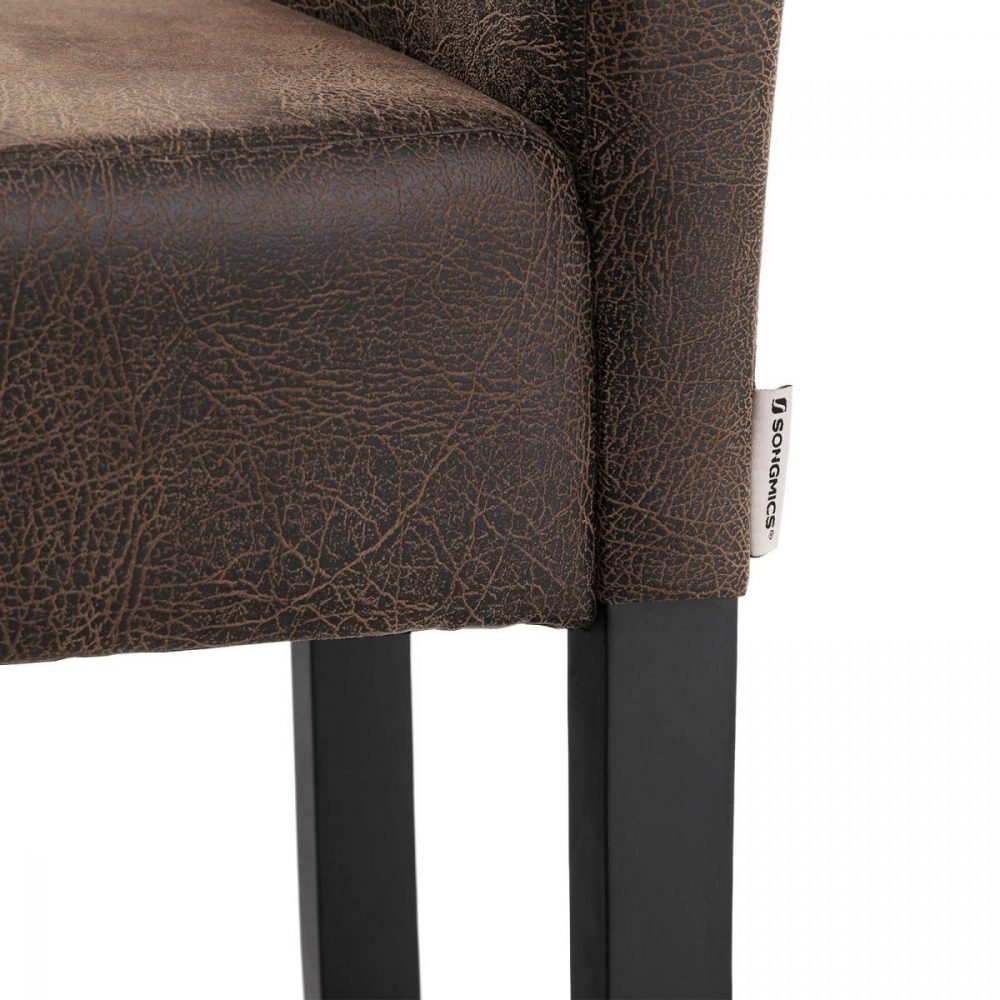 Conjunto de 2 taburetes de bar con respaldo bajo, marrón y negro - Imagen 5