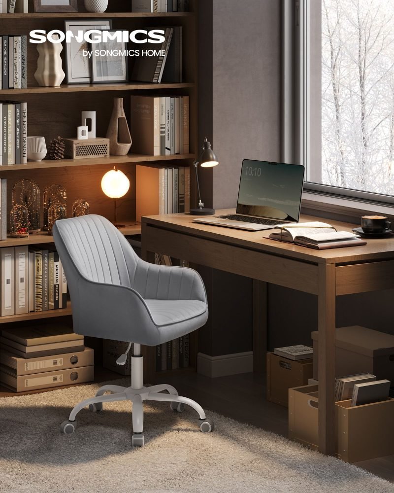 Silla de oficina con superficie de tela gris paloma - Imagen 2