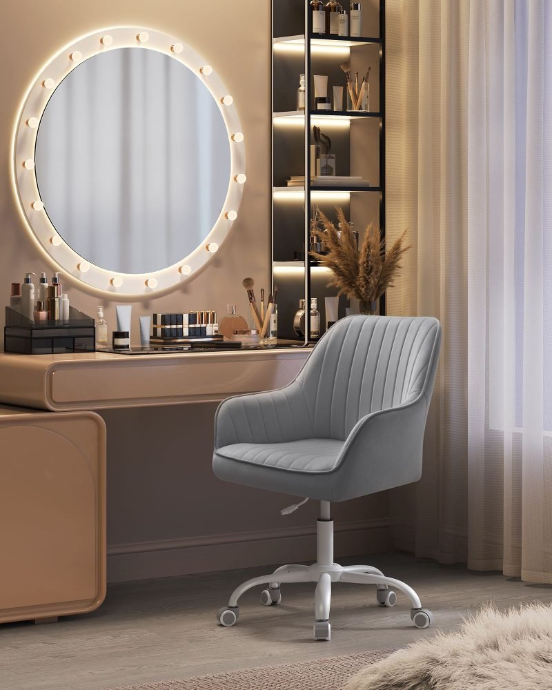 Silla de oficina con superficie de tela gris paloma - Imagen 3
