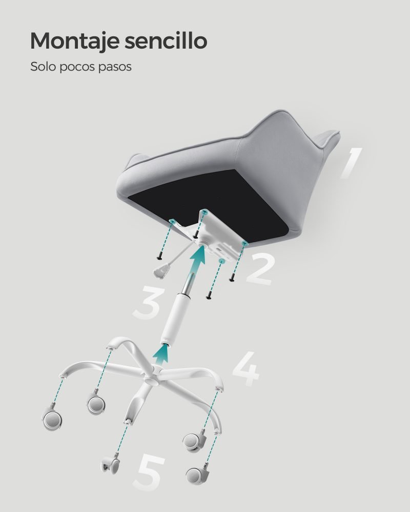 Silla de oficina con superficie de tela gris paloma - Imagen 7