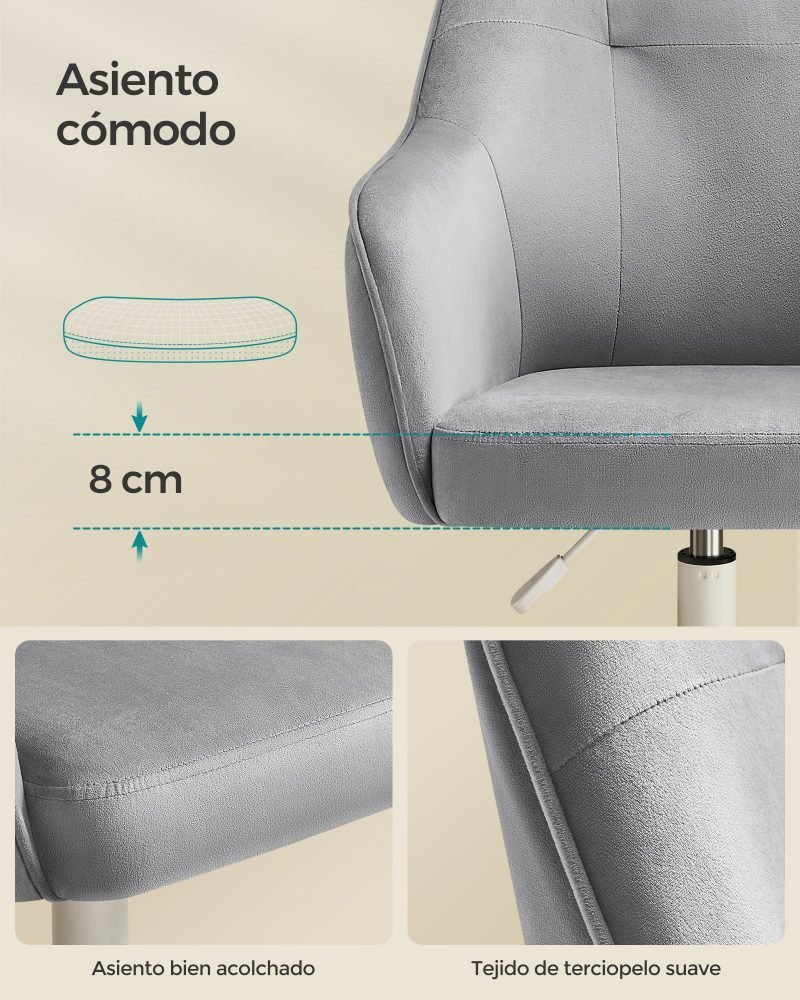 Silla de estudio altura ajustable gris paloma - Imagen 5