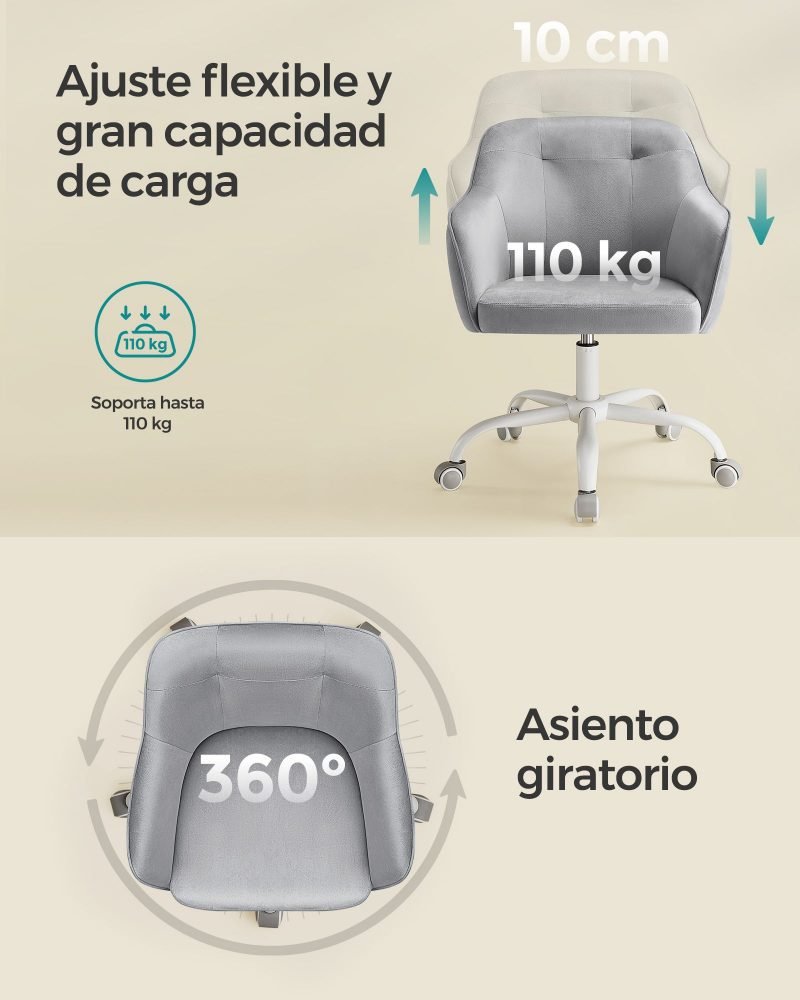 Silla de estudio altura ajustable gris paloma - Imagen 6