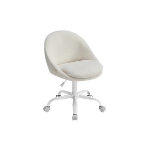 Silla de oficina en casa altura ajustable beige y blanco