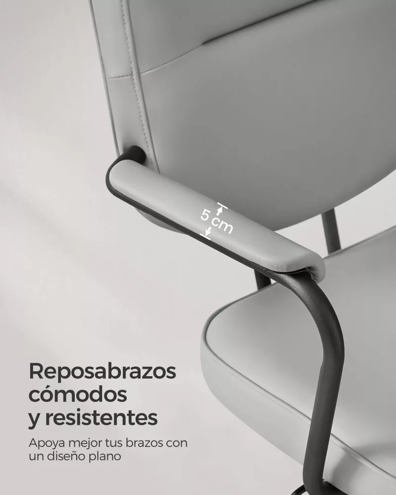 Silla de Escritorio Ergonómica Reposabrazos Gris Paloma - Imagen 4