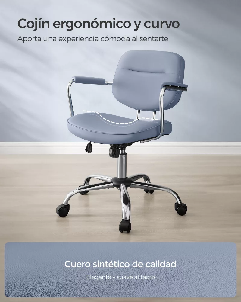 Silla de Escritorio Ergonómica Altura Ajustable Azul Niebla - Imagen 3