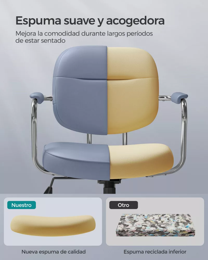 Silla de Escritorio Ergonómica Altura Ajustable Azul Niebla - Imagen 7