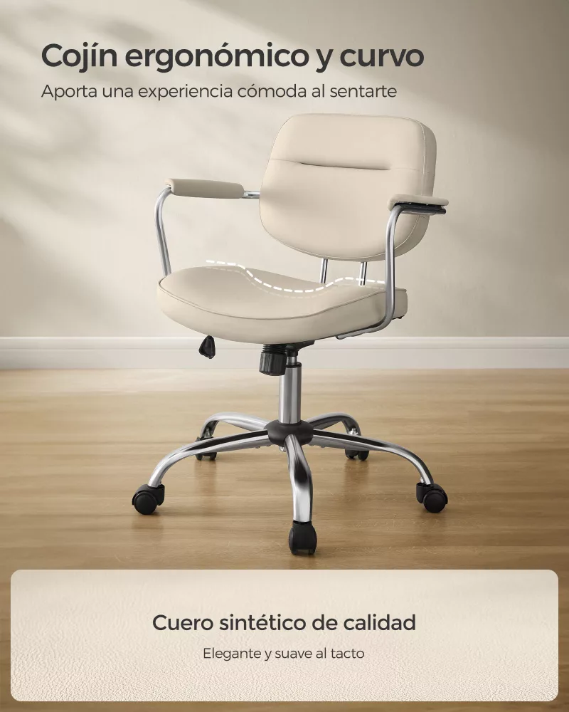 Silla de Escritorio Ergonómica Altura Ajustable Beige Capuchino - Imagen 2