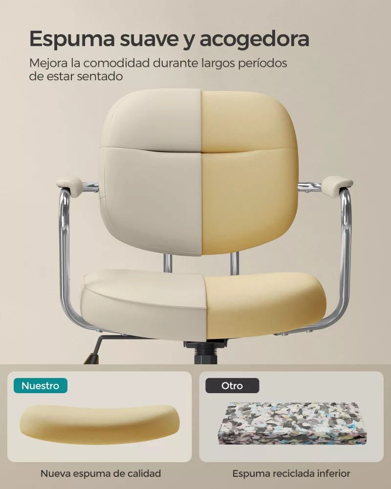 Silla de Escritorio Ergonómica Altura Ajustable Beige Capuchino - Imagen 5