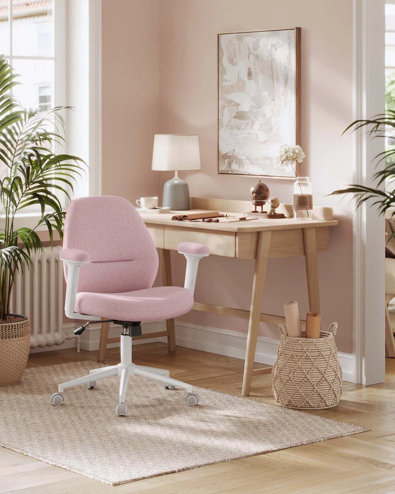 Silla Giratoria con Reposabrazos Ajustables Rosa Jalea - Imagen 2