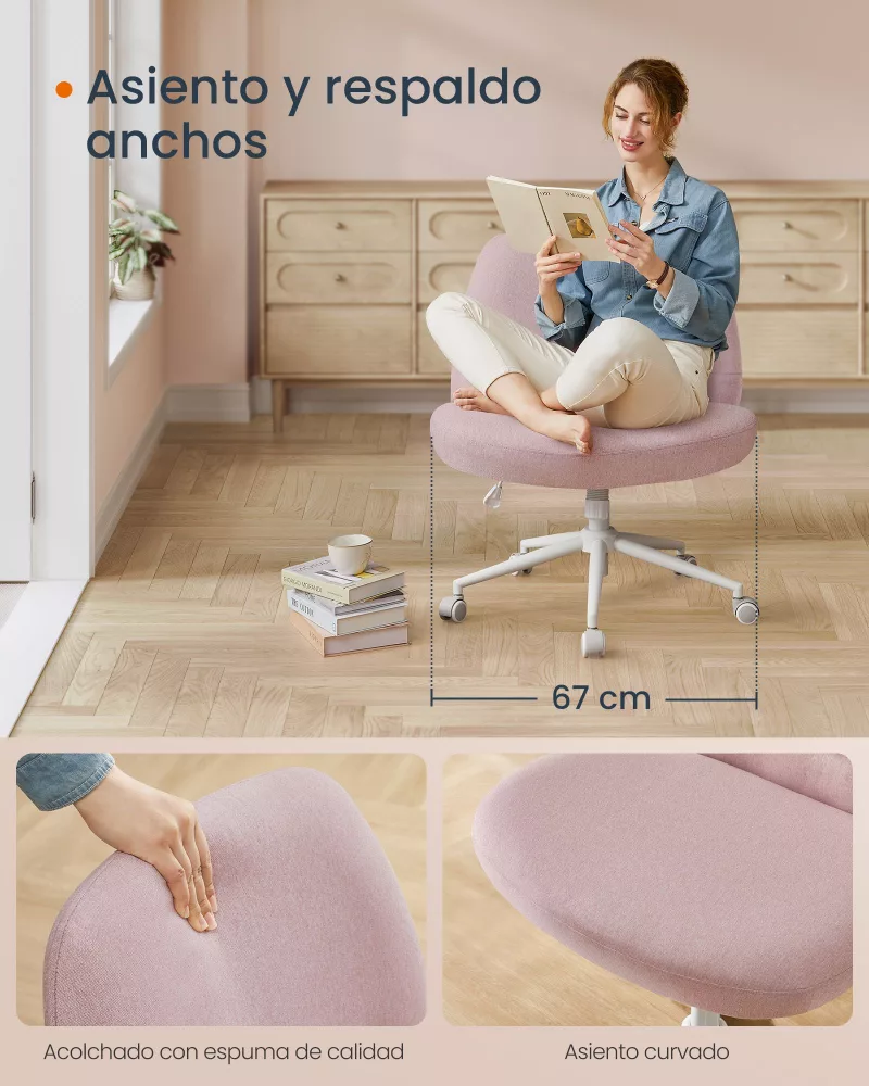 Silla de Oficina de Malla Ergonómica Rosa Jalea - Imagen 3
