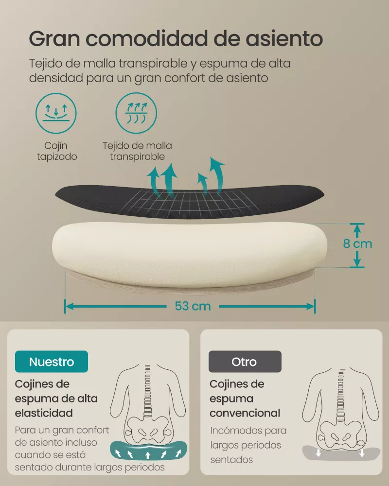 Silla de oficina de malla ergonómica negro tinta - Imagen 5