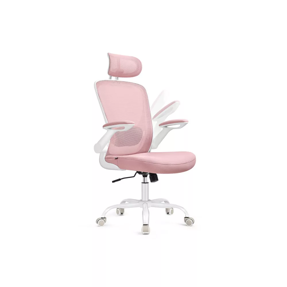 Silla de oficina asiento de 53 cm reposacabezas rosa jalea