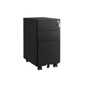 Archivador móvil con ruedas y cerradura negro