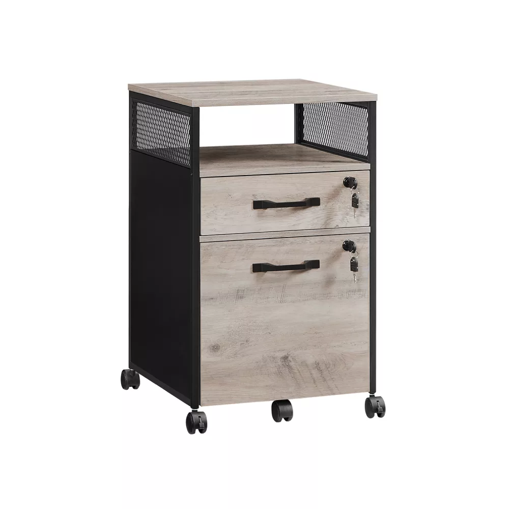 Archivador de Oficina con 2 Cajones Greige y Negro