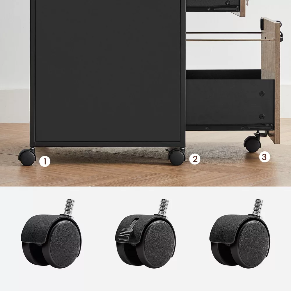 Archivador de Oficina con 2 Cajones Greige y Negro - Imagen 5