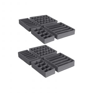 Organizador de cajones, set de 8 piezas, gris