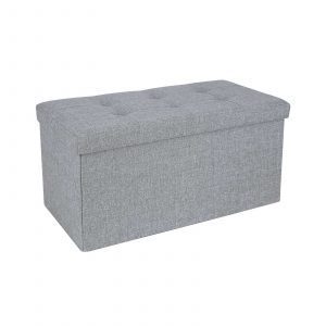 Taburete plegable para almacenaje, 76x38x38 cm, gris claro