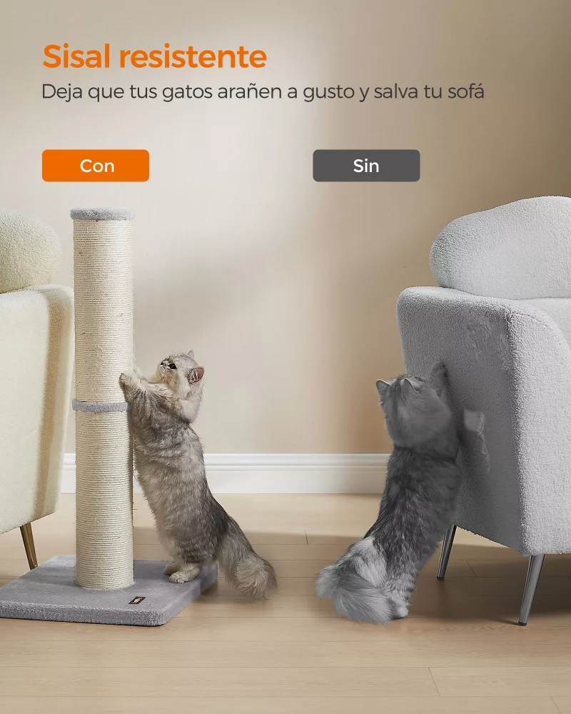Poste Rascador para Gatos 85 cm de Alto Gris Paloma - Imagen 2
