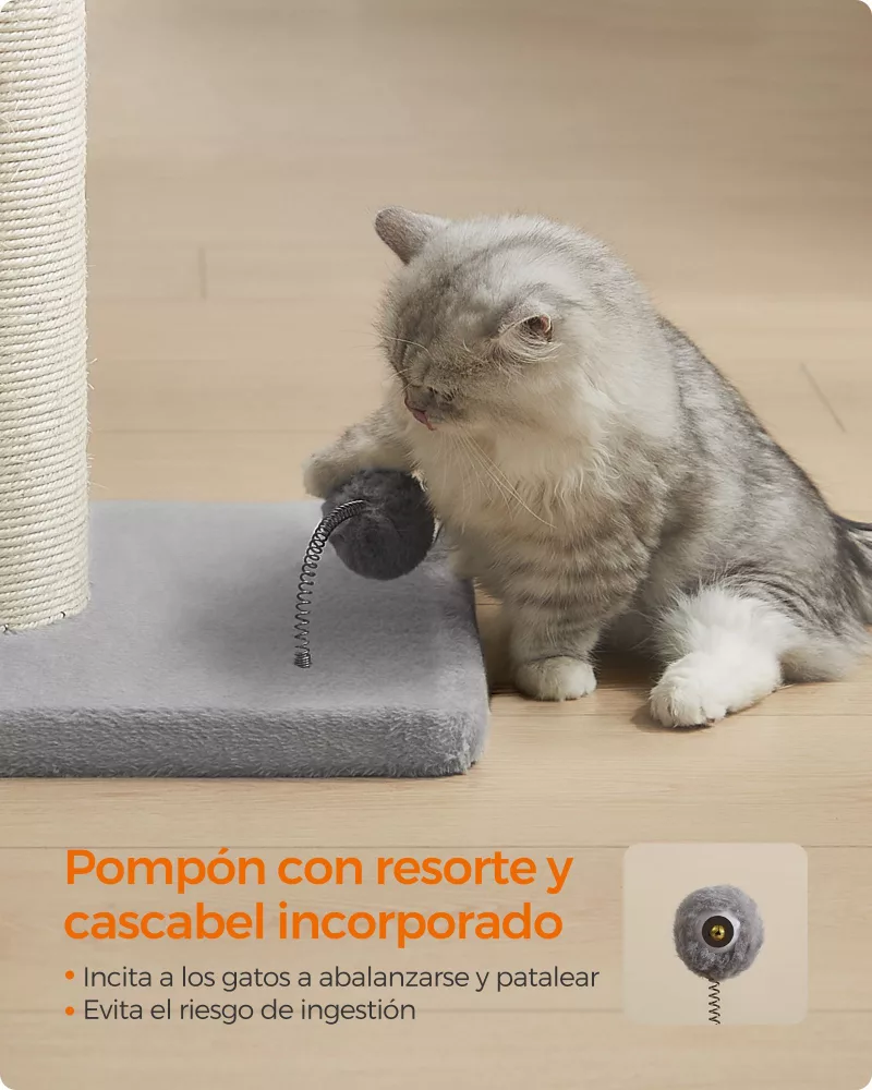 Poste Rascador para Gatos 85 cm de Alto Gris Paloma - Imagen 5