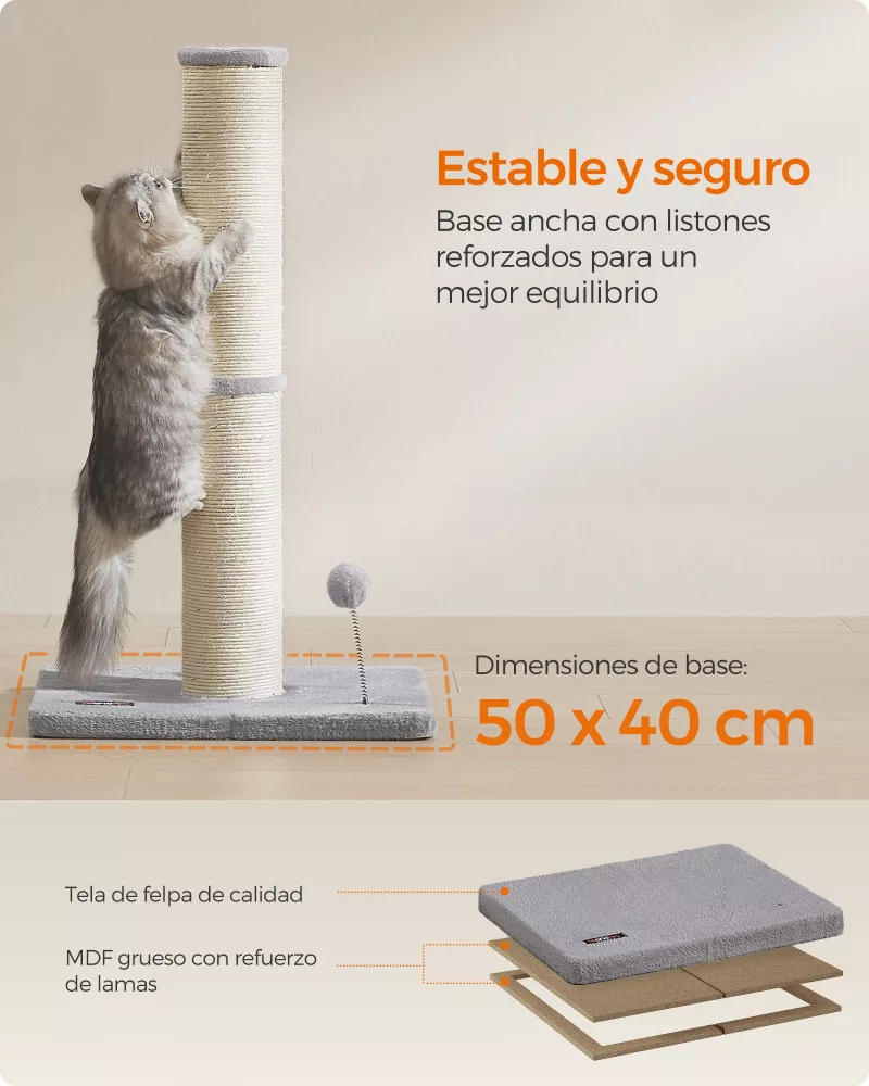 Poste Rascador para Gatos 85 cm de Alto Gris Paloma - Imagen 3