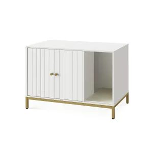Mueble Arenero 80 x 50 x 55 cm Blanco y Dorado