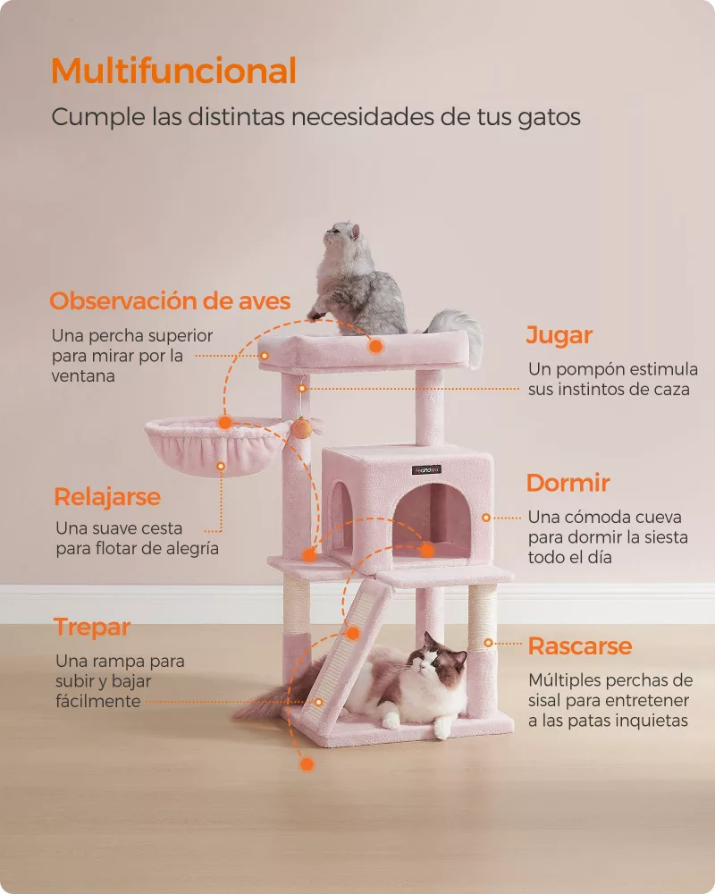 Árbol de Gatos para Gatos Grandes Rosa Jalea - Imagen 3