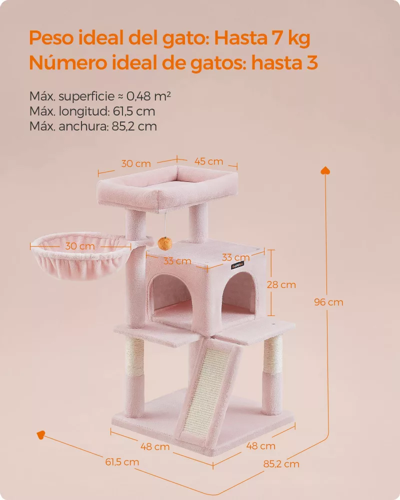 Árbol de Gatos para Gatos Grandes Rosa Jalea - Imagen 6