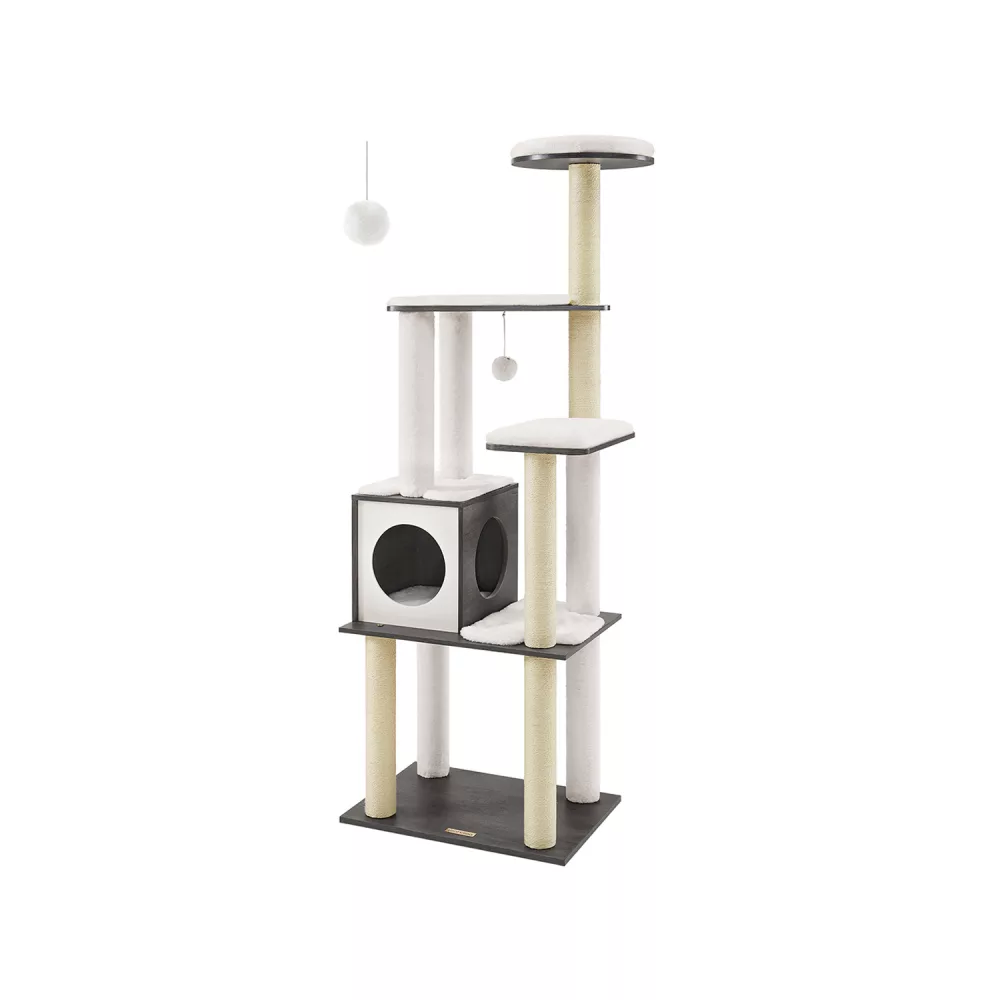 Árbol para Gatos 165 cm Cojines Lavables Gris Niebla