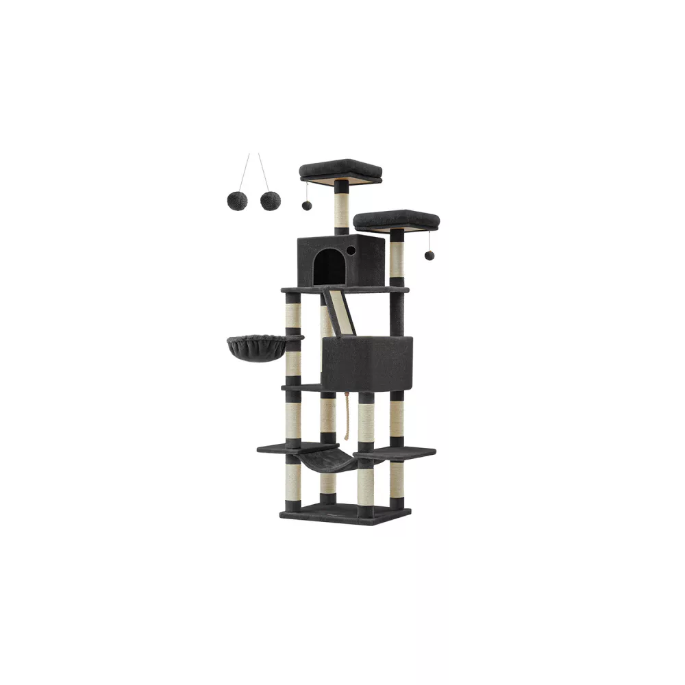 Rascador para Gatos Grandes 206 cm Negro Tinta