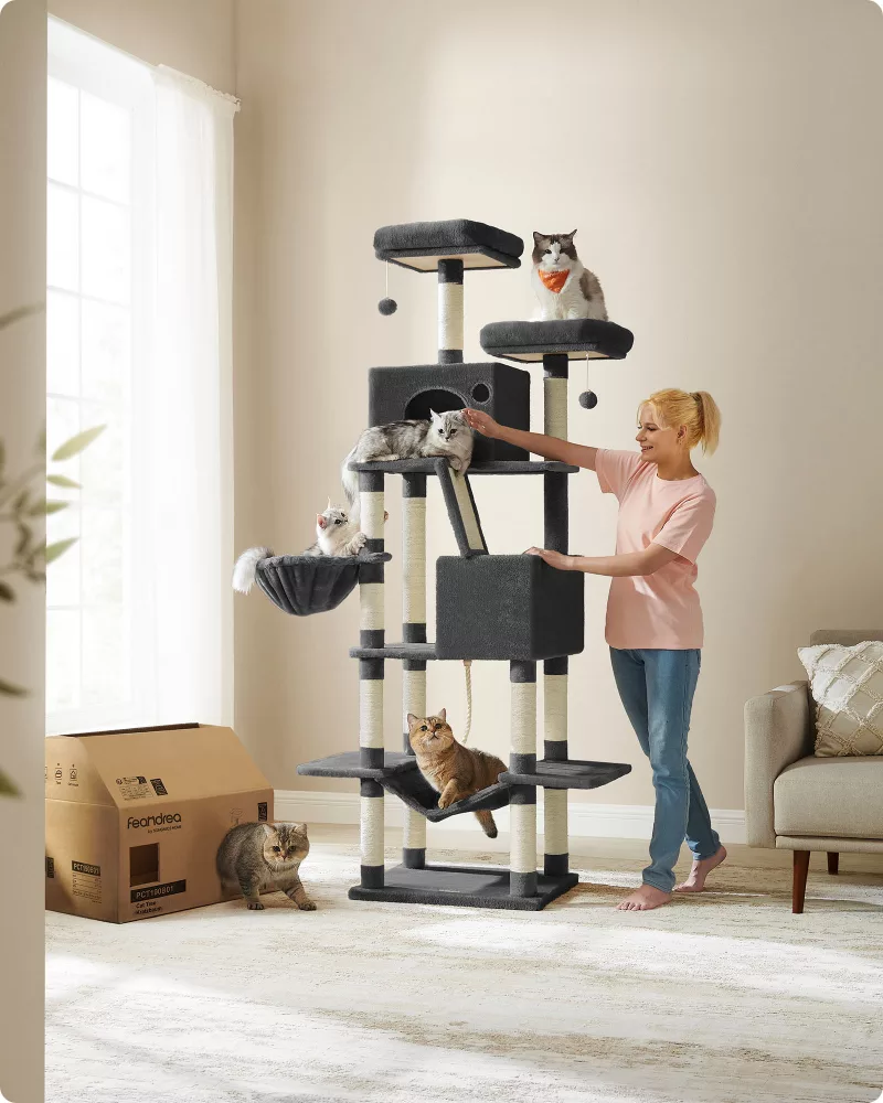 Rascador para Gatos Grandes 206 cm Negro Tinta - Imagen 2