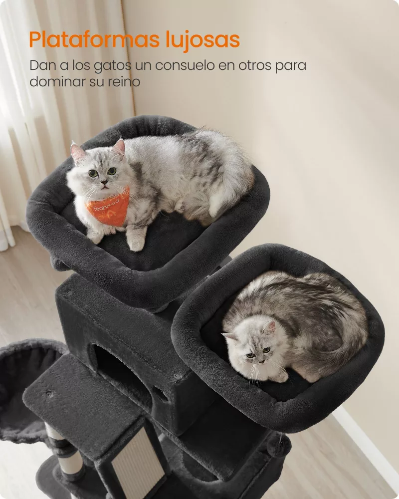 Rascador para Gatos Grandes 206 cm Negro Tinta - Imagen 3